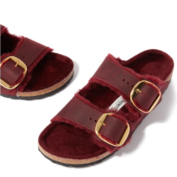 NWT BIRKENSTOCK BIG BUCKLE Leather Arizona Fur Sandals! - Picture 3 of 12